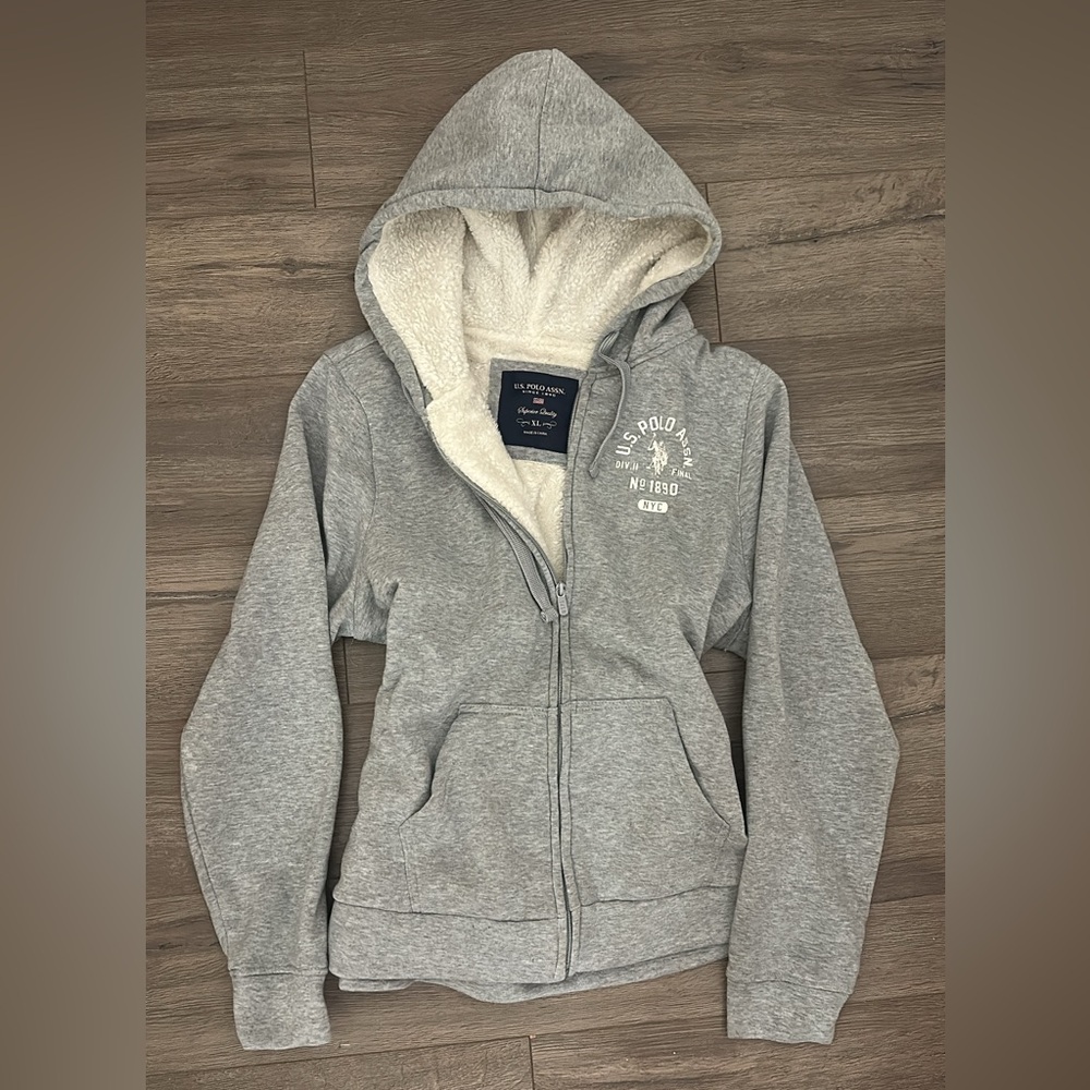 Vintage U.S. Polo Assn. Heather Gray Fleece Hoodie